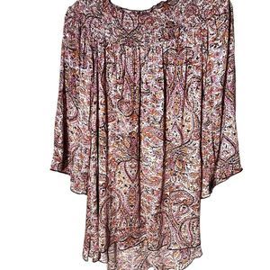 Band of Gypsys size extra small Pink Paisley, Long Sleeve Off the Shoulder Style
